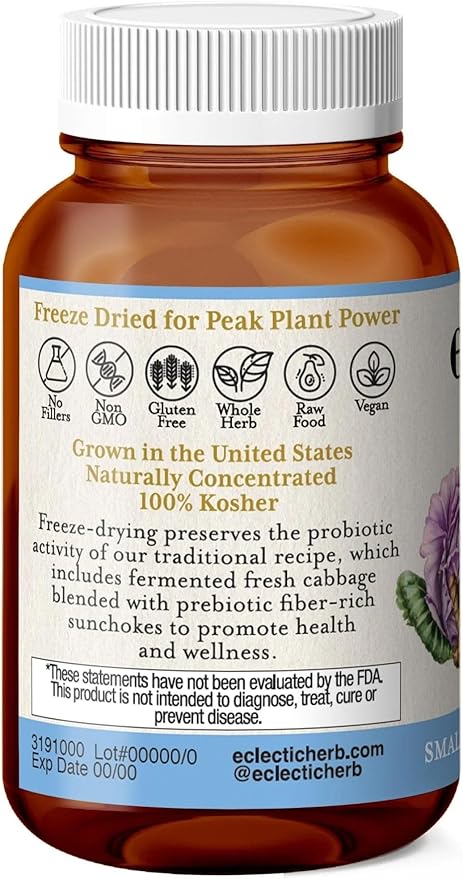 Eclectic Herb - Purple Probiotic Capsules | Digestive + Intestinal Support | Freeze Dried Concentrated Herbal Supplement | Vegan Non-GMO Gluten Free (90 CT | 300 mg)