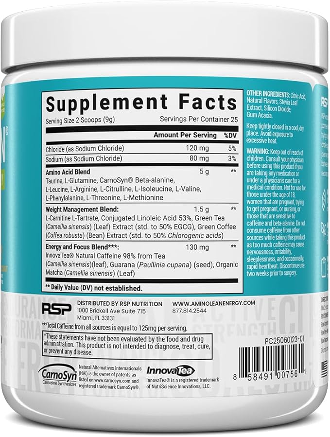 RSP Vegan AminoLean – All-in-One Natural Pre Workout Amino Energy Weight Management with BCAAs Complete Vegan Preworkout Powder Pineapple Coconut