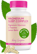 Amy Suzanne Magnesium Sleep Complex with L-Theanine and Lemon Balm - Melatonin-Free Sleep Support for Natural Calm and Relaxation - Magnesium Glycinate - 90 Capsules