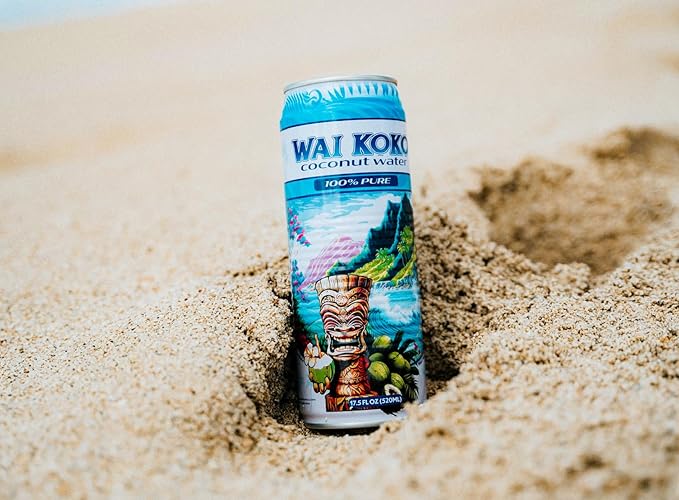 Wai Koko Coconut Water 100% Pure Coconut Water 17.5 Fl Oz (Pack of 12)
