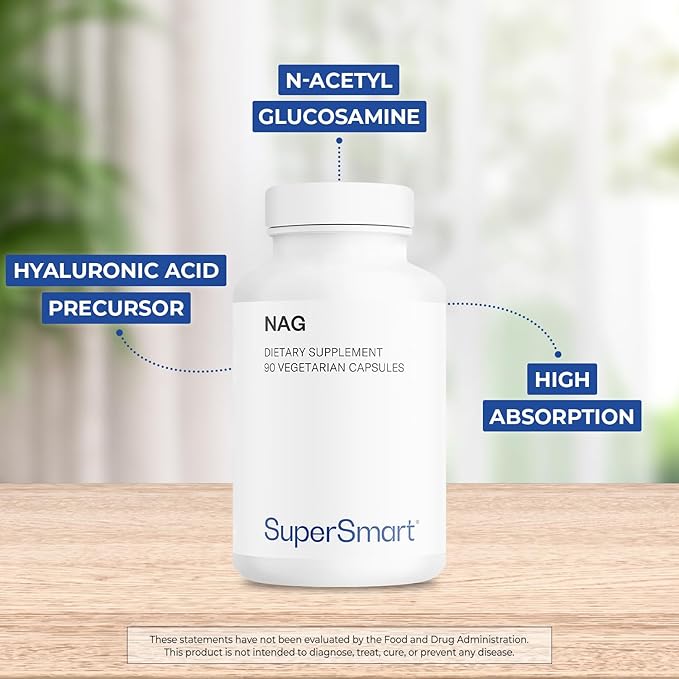 Supersmart - NAG Supplement 1500mg per Day (N-Acetyl Glucosamine) - High Absorption Glucosamine Sulfate | Non-GMO &amp Gluten Free - 90 Vegetarian Capsules