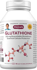 ANDREW LESSMAN Glutathione 250 mg - 30 Capsules - Powerful Antioxidant Reduces Oxidative Stress. Bioavailable Protects Cells Tissues Organs. Supports Immune Health. Easy-to-Swallow Capsules.