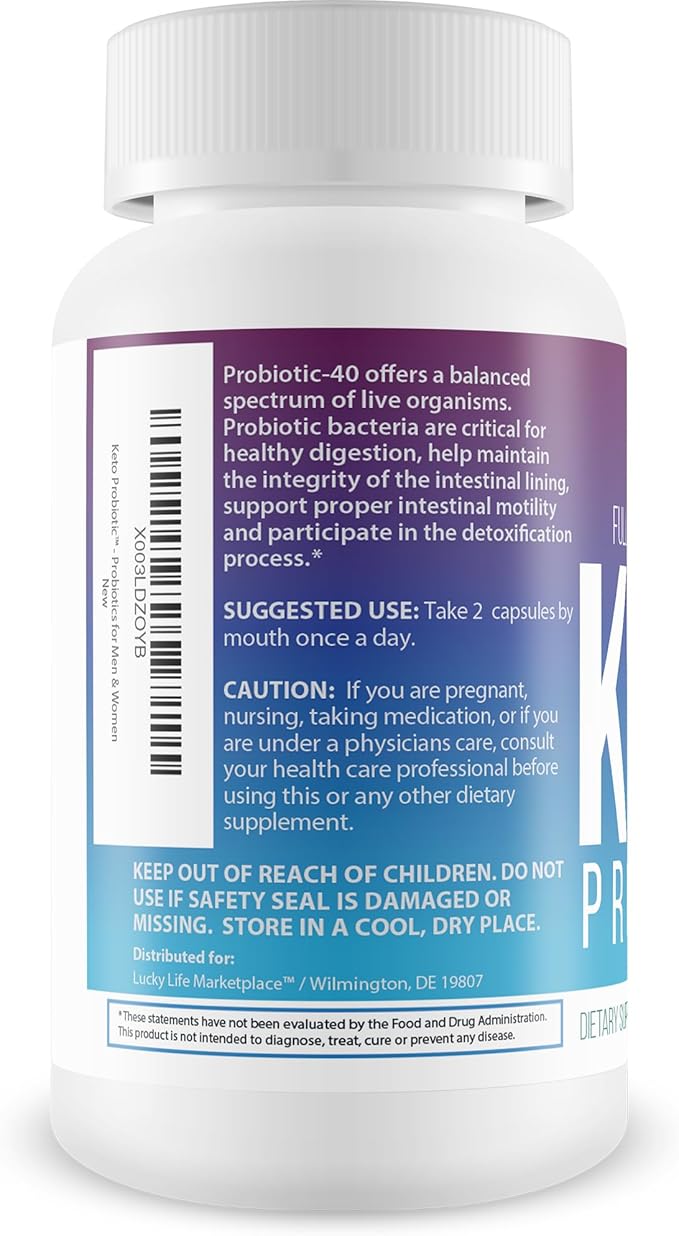 Keto Probiotic - 40 Billion Cfu - Promote Digestive Health Immune Health &amp Gut Health - Keto Friendly Probiotic - Full Body Keto Cleanse Aid - Reduced Bloating - Keto Probiotics for Men &amp Wo
