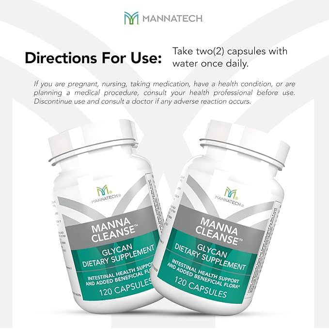 Mannatech Digestive Enzymes and Probiotics - Powered by Ambrotose Derived from The Aloe Vera Plant - Digestive and Colon Cleanser Helps Support Overall Gut Heath - MannaCleanse 120 Capsules