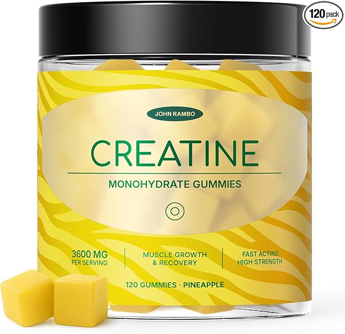 Creatine Monohydrate Gummies – 3600mg Real Creatine Per Serving – Transparent Label Delicious Pineapple Flavor Lab-Tested Strength &amp Endurance Supplement