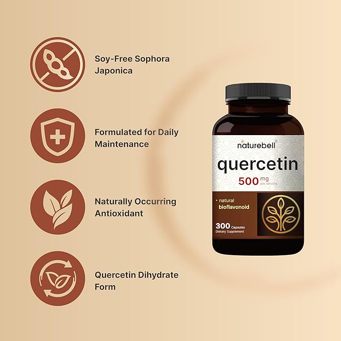 NatureBell Quercetin 500mg - 240 Capsules - Ultra Strength Supplement for Healthy Immune Support* - Quercetin Dihydrate from Sophora Japonica - Bioavailable Form