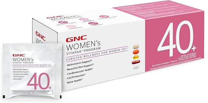 GNC Women’s 40+ Vitapak 5-in-1 Multivitamin Pack Healthy Hormones Brain Health Metabolism Bone Strength Edible Dietary Supplement 30 Servings