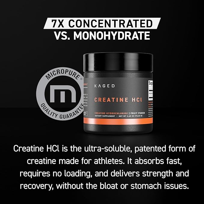 Kaged Creatine HCl Capsules | 7X Concentrated vs Mono | Muscle Building &amp Recovery | High Absorption | No Bloating | Creatine for Men &amp Women | Vegan Gluten Free | Unflavored | 75 Servings