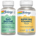 SOLARAY DAO Enzyme and Super Bio Vitamin C 1000mg - Digestive Enzymes to Break Down Histamine - Timed Release VIT C w/Bioflavonoids Immune Support Supplement Vegan 60-Day Guarantee 30/50 Servings