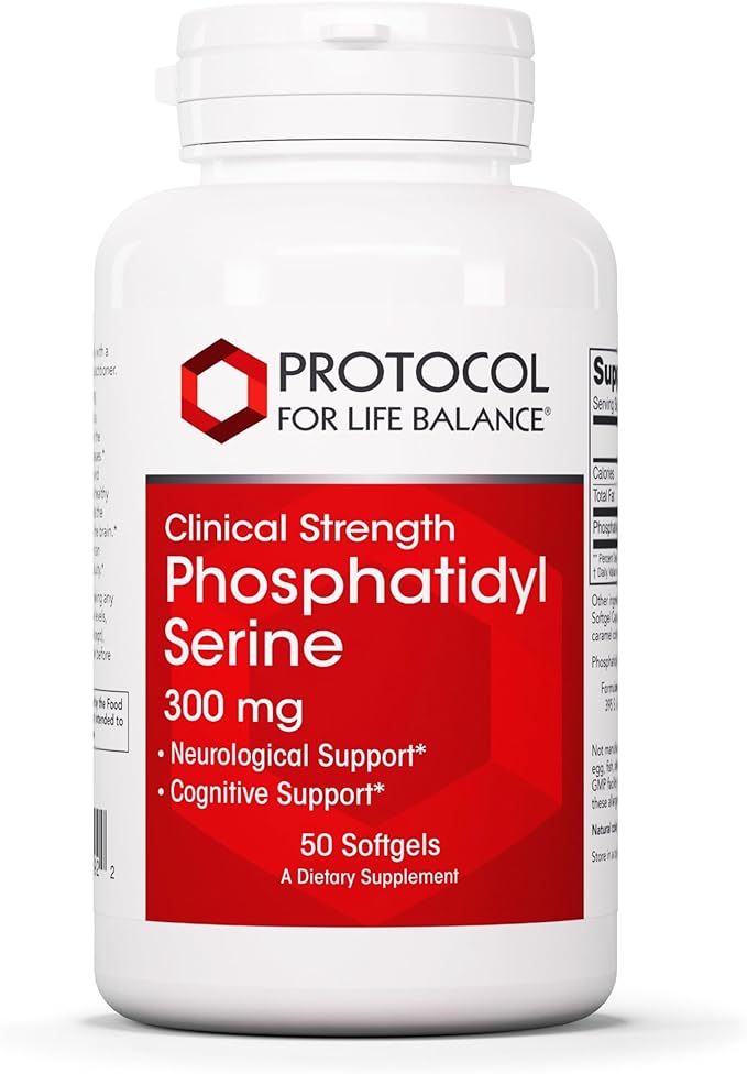PROTOCOL FOR LIFE BALANCE Phosphatidylserine 300mg - Supports Brain Functions &amp Memory Health* - Phosphatidylserine Supplement - Keto Friendly &amp Egg Free - 50 Softgels