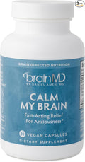 BRAINMD Dr Amen Calm My Brain - 90 Vegan Capsules Pack of 2 - Fast-Acting Formula with Magnesium Ashwagandha &amp L-Theanine - 60 Total Servings