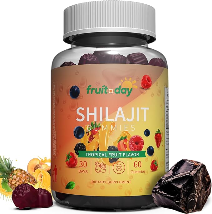 Himalayan Shilajit Gummies 600mg per Serving Daily Energy &amp Vitality Support Tropical Fruit Flavor 60 Count