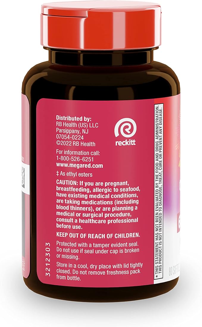 MegaRed Advanced 6X Absorption Softgels - Omega-3 Fish Oil Supplement 800mg (80 Count in A Box) EPA DHA Fish Oil Supports Heart Brain Joints &amp Eyes