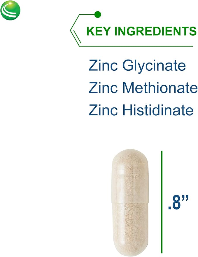 Nutra Biogenesis Tri Zinc - Chelated Zinc Glycinate Supplement for Men and Women with Copper for Natural Immune Support and Skin Health 30mg Chelate Per Pill - 90 Capsules