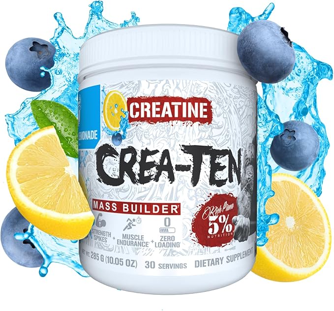 5% Nutrition CreaTEN Creatine Complex + Accelerators | Flavored Creatine Powder for Muscle Gain | Max Power Strength Endurance &amp Recovery (Blueberry Lemonade)