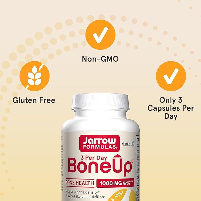 Jarrow Formulas BoneUp Three Per Day for Bone Density and Skeletal Nutrition Includes Vitamin D3 K2 (as MK-7) and Calcium 180 Capsules 60 Day Supply (Pack of 2)