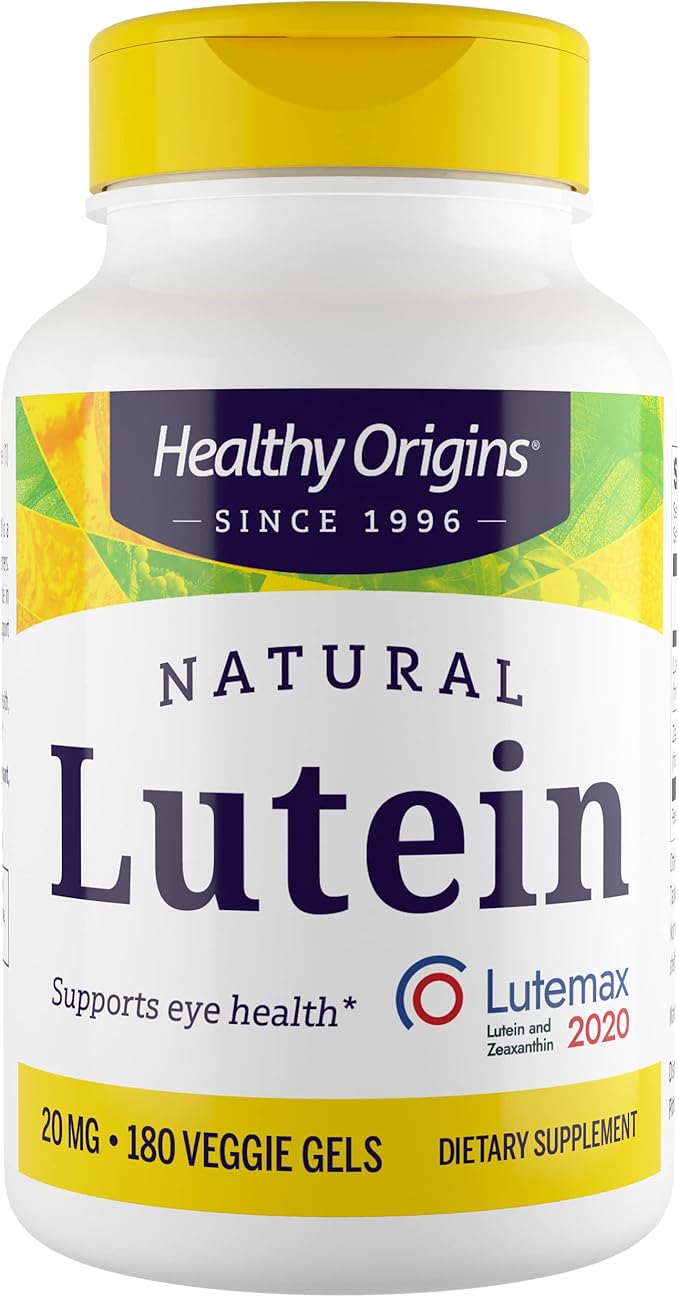 Healthy Origins Lutein 20 mg (Lutemax 2020 with Zeaxanthin Non-GMO Vegan Eye Support) 180 Veggie Gels