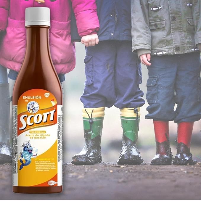Emulsion de Scott Aceite de hígado de bacalao sabor tradicional Pack de 2 de 6.1 fl oz - 180 ml - Suplemento dietético para niños con vitamina A y Calcio.