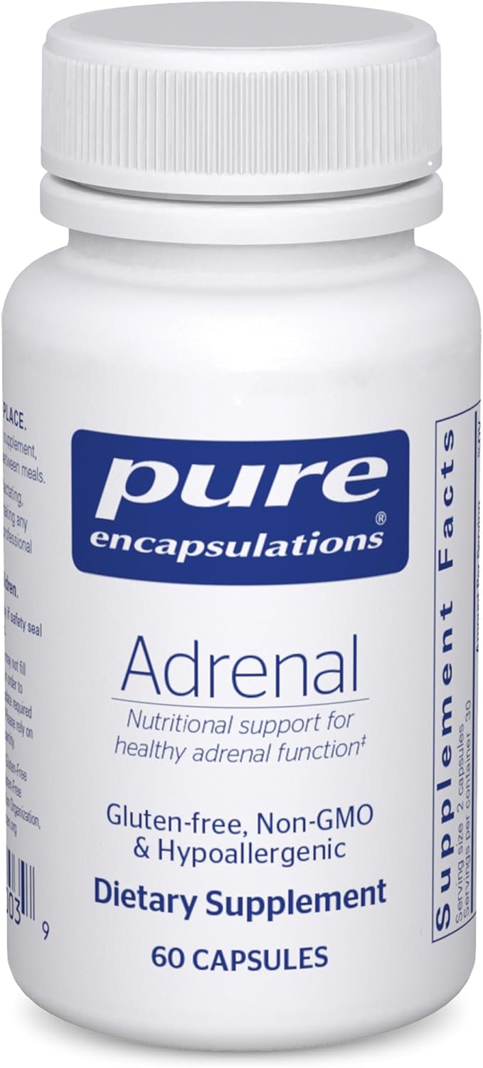 Pure Encapsulations Adrenal Cortex Supplement – Supplement to Support Cortisol Health Energy Levels Stress Moderation and Gland Function – with Bovine Whole Adrenal &amp Cortex – 60 Capsules*
