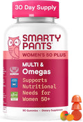 SmartyPants Multivitamin Gummy for Women 50 and Over Omega 3 (DHA/EPA) Methylfolate CoQ10 Vitamin D3 C Vitamin B12 B6 A K Biotin Gluten Free 90 Count (30 Day Supply)