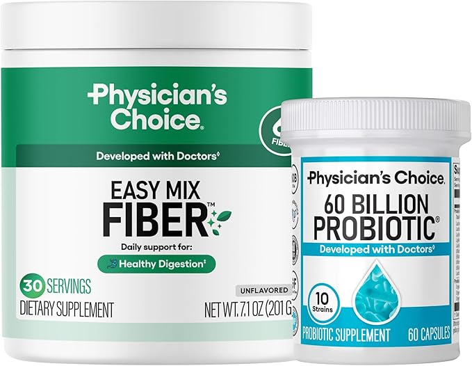 Physician's CHOICE 60 Billion Probiotic 60 Count + Easy Mix Fiber Bundle