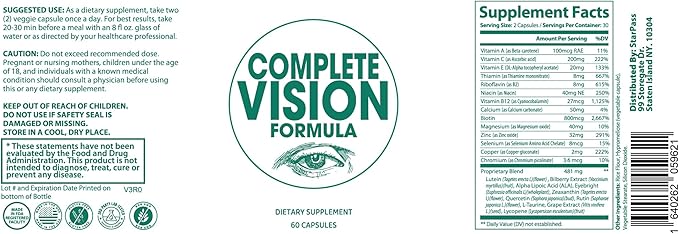 Pure Eye Health Vitamin &amp Mineral Supplements for Adults | Complete Research Vision Formula w/Bilberry Lutein Zeaxanthin Lycopene Resveratrol 60 Caps (3 Pack)