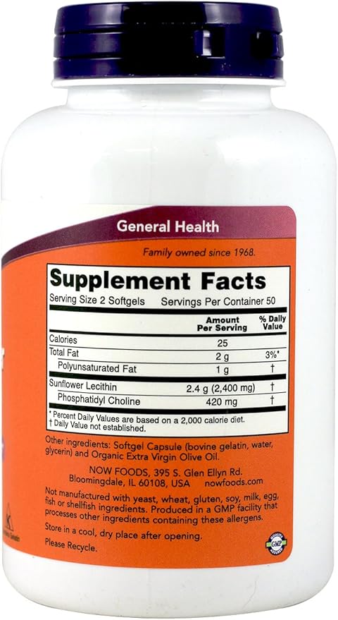 NOW Foods Sunflower Lecithin 1200 Mg Softgels 2 Pk