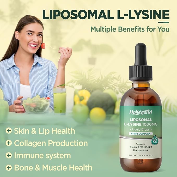 Liposomal L-lysine &amp Quercetin 1000MG Liquid Drops Immunity &amp Overall Health