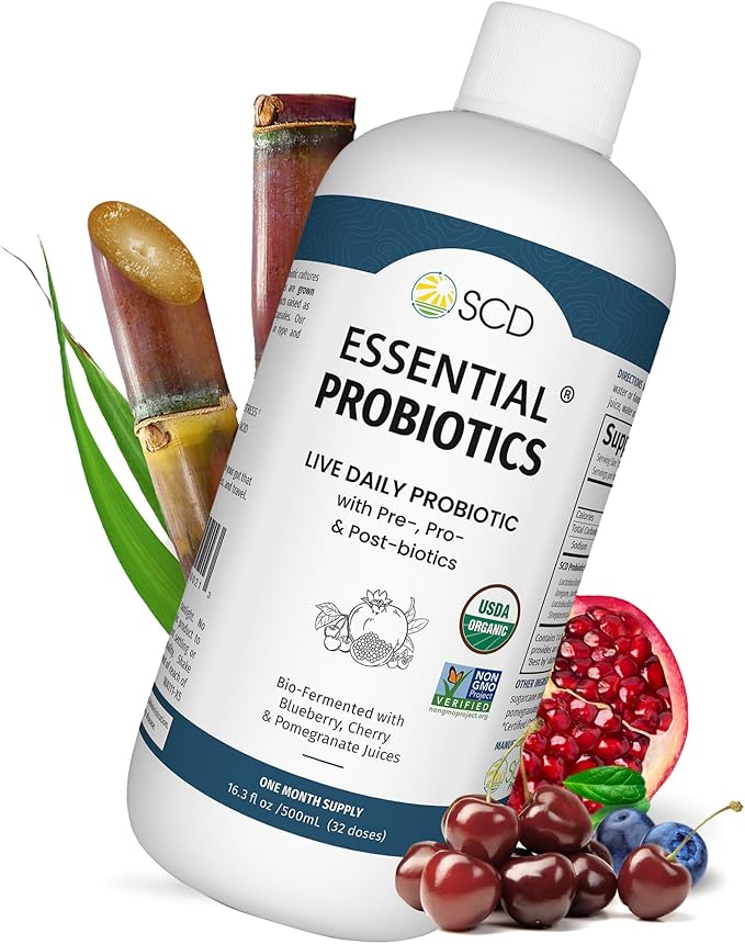 SCD Essential Probiotics for Women Men Kids and Toddlers Live Probiotic for Digestion and Immunity Gut Health Liquid Probiotic Supplement with 11 Strains – 16.3 fl oz by SCD Probiotics