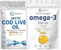 Triple Strength Omega 3 Fish Oil Supplements 4200mg Per Serving &amp Cod Liver Oil 2000mg Per Serving 360 Softgels | Lemon Flavored – Burpless – Wild Caught – Arctic Deep Sea Fish