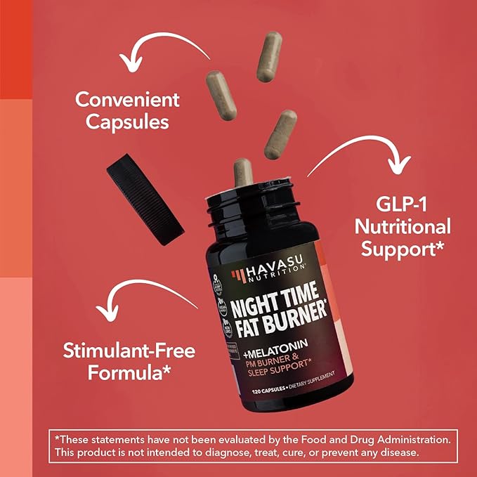 Night Time Fat Burner Metabolism Booster | Appetite Suppressant &amp Supplement to Support Weight Loss | 120 Weight Loss Supplement Pills for Men