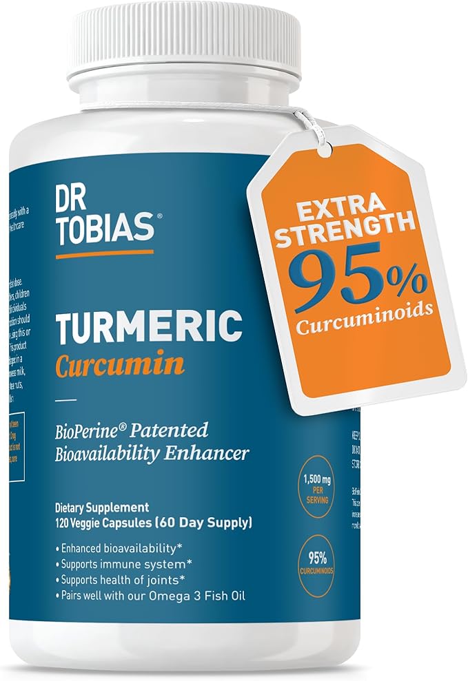 Dr. Tobias L‑Lysine 500 mg Tablets + Turmeric Curcumin 1500 mg with BioPerine (120 Vegan Capsules) – Essential Amino Acid Support Plus Extra Strength Joint Immune &amp Vitality Formula