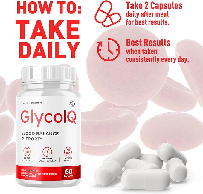 Glyco IQ Capsules Official GlycoIQ Blood Health Support Pills with All Natural Ingredients Glyco IQ Advanced Health &amp Wellness Support Formula with Premium Vitamins for Women &amp Men (60 Capsu