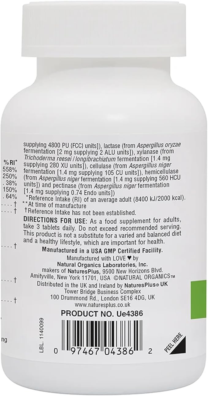 NaturesPlus GI Natural Total Digestive Wellness - 90 Bi-Layered Tablets - with L-Glutamine Probiotics Prebiotics &amp Enzymes - Gluten Free - 30 Servings