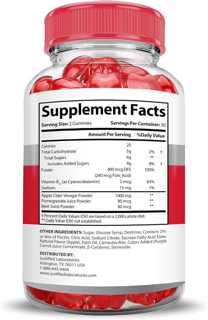 Justified Laboratories (3 Pack Keto Rush Keto ACV Apple Cider Vinegar Boost Formulated with Pomegranate Beet Juice Powder B12 Vegan Non GMO 180 Gummies
