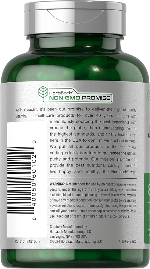 Horbäach Jiaogulan Capsules | 120 Count | Gynostemma Pentaphyllum Herbal Extract | Stamina and Endurance Supplement | Non-GMO Gluten Free