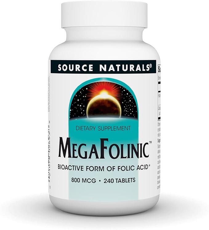 Source Naturals MegaFolinic Bioactive Form of Folic Acid* 800 mcg - 240 Tablets