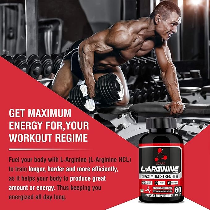 Sport Nutrition L-Arginine 1000mg Supplement for Muscle Growth Stamina Immune Booster &amp Energy 60 Tablets