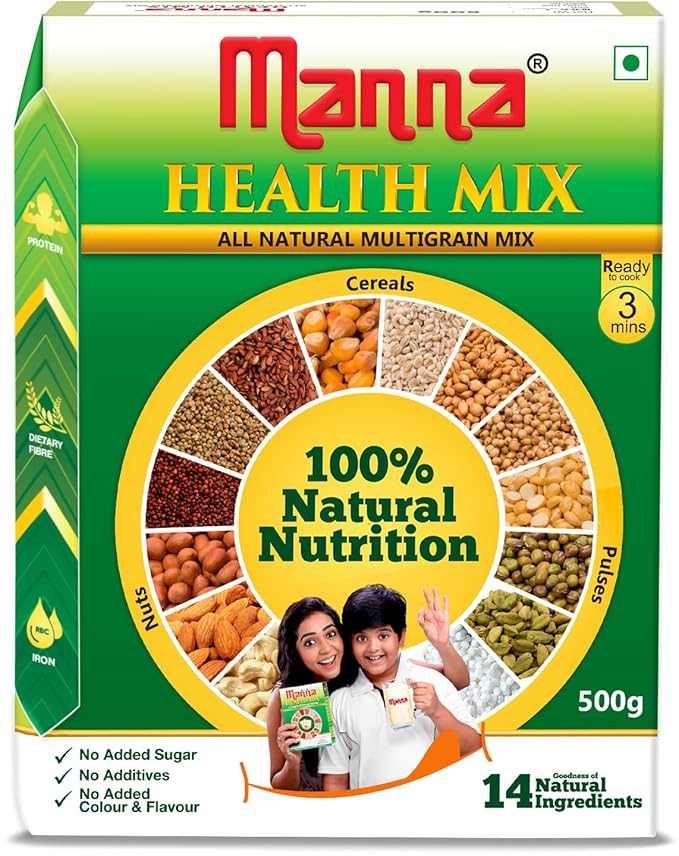 Manna Multigrains Health &amp Nutrition Drink - 500g (No Added Sugars &amp Preservatives)
