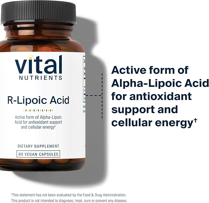 Vital Nutrients R-Lipoic Acid - Active Alpha-Lipoic Acid Antioxidant - ALA Supplement for Healthy Metabolism and Energy - Gluten Dairy Soy Free - Non-GMO - 60 Capsules