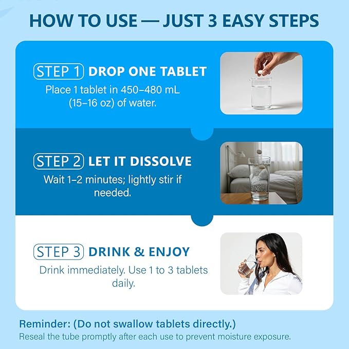 Molecular Hydrogen (H2) Tablets with Magnesium – 12 PPM Hydrogen Water Tablet for Drinking Water Antioxidant-Rich Supports Cellular Health Recovery &amp Cognitive Function – Unflavored 120 Tablet