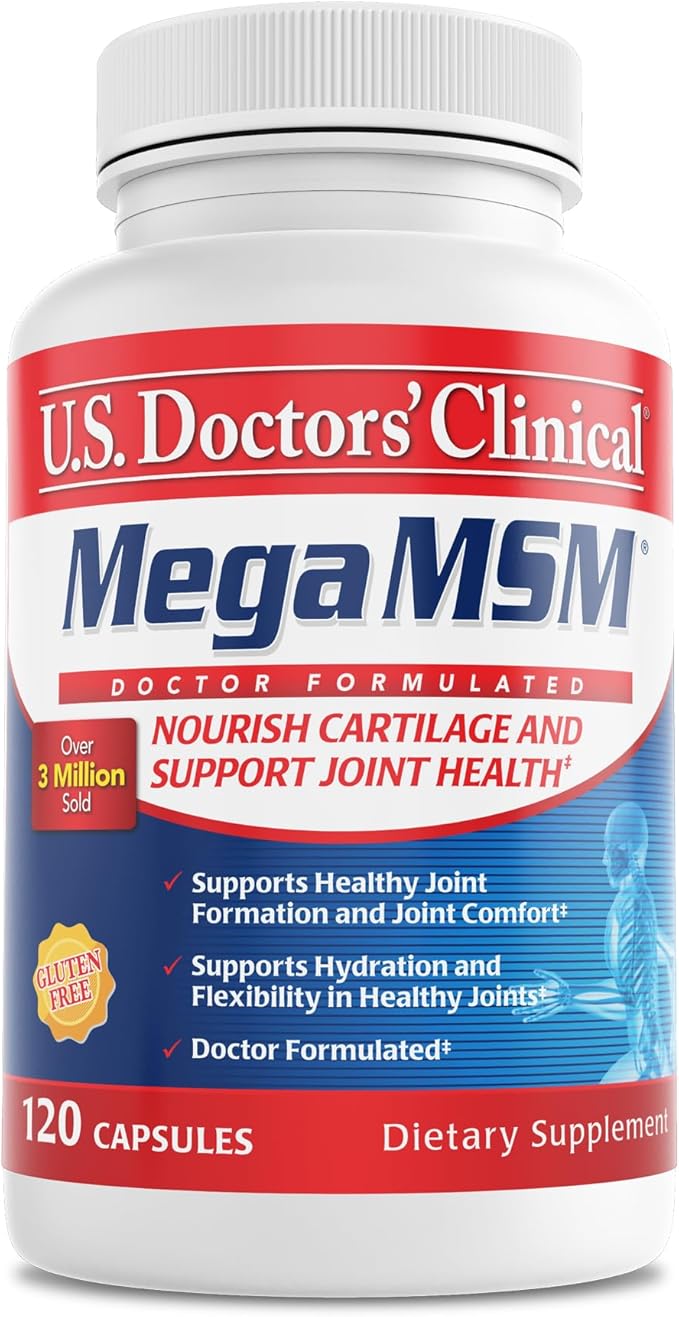 U.S. Doctors’ Clinical Mega MSM Supplement for Joints with MSM + Vitamin C + Collagen and Neem - Clinically Proven to Promote Cartilage Tendon &amp Ligament Health (1 Month Supply – 120 Capsules)