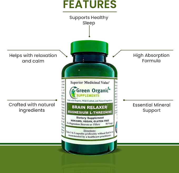 Green Organic Supplements Magnesium L-Threonine 90 VCaps (Pack of 2)