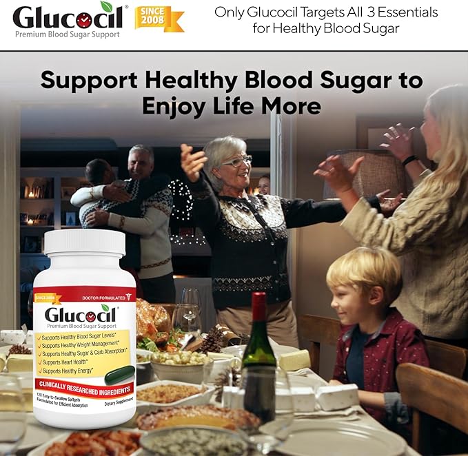 Glucocil – Softgels - Premium Blood Sugar Support - Over 2 Million Bottles Sold - Supports All 3 Blood Sugar Essentials - Since 2008 with Berberine Proprietary Mulberry Leaf and More 2-Pack