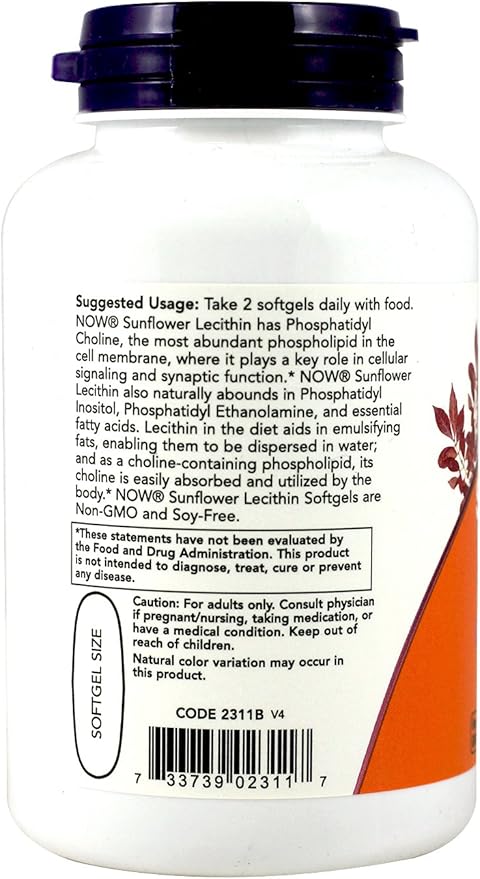 NOW Foods Sunflower Lecithin 1200 Mg Softgels 2 Pk