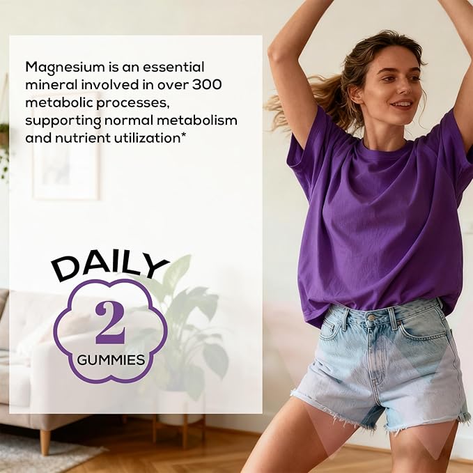 Wondermoon Magnesium Glycinate Gummies for Women with Vitamin D3 B6 Vitamin E Zinc &amp Potassium Blueberry Flavor 60 Gummies