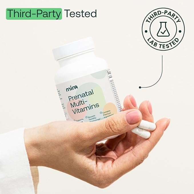 MIRA Prenatal Multi-Vitamins for Women Folate &amp Choline Supplement for Before During and Post Pregnancy Support Your Pregnancy &amp Fetal Development 60 Capsules (30 Servings) 1 Pack