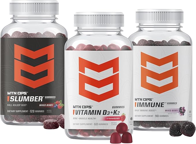 MTN OPS Slumber Vitamin D3 + K2 &amp Immune Gummies Bundle