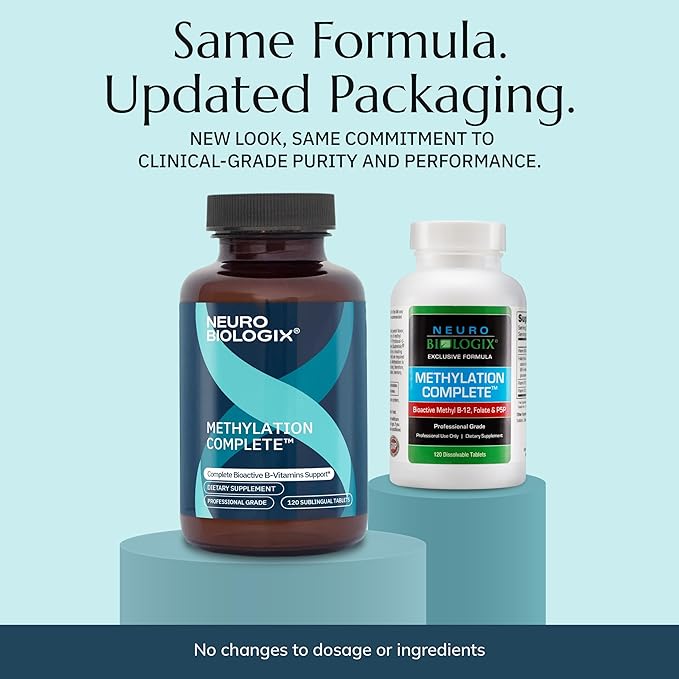 Neurobiologix Methylation Complete Methylated B Complex with Methylfolate Vitamin B12 &amp B6 Daily Energy Immune &amp Cellular Health Support for Kids &amp Adults Gluten Free 120 Chewable Ta