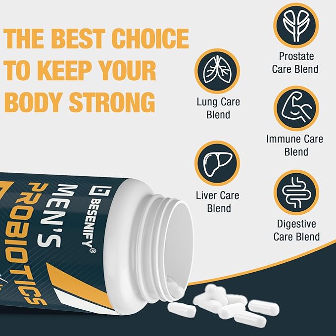 Probiotics for Men 500 Billion CFUs &amp 12 Strains Men's Probiotic with Turmeric Cranberry Goji - Probiotics for Digestive Health Immune Stomach Bloating &amp Gut Health for Men 120 Pro Bio